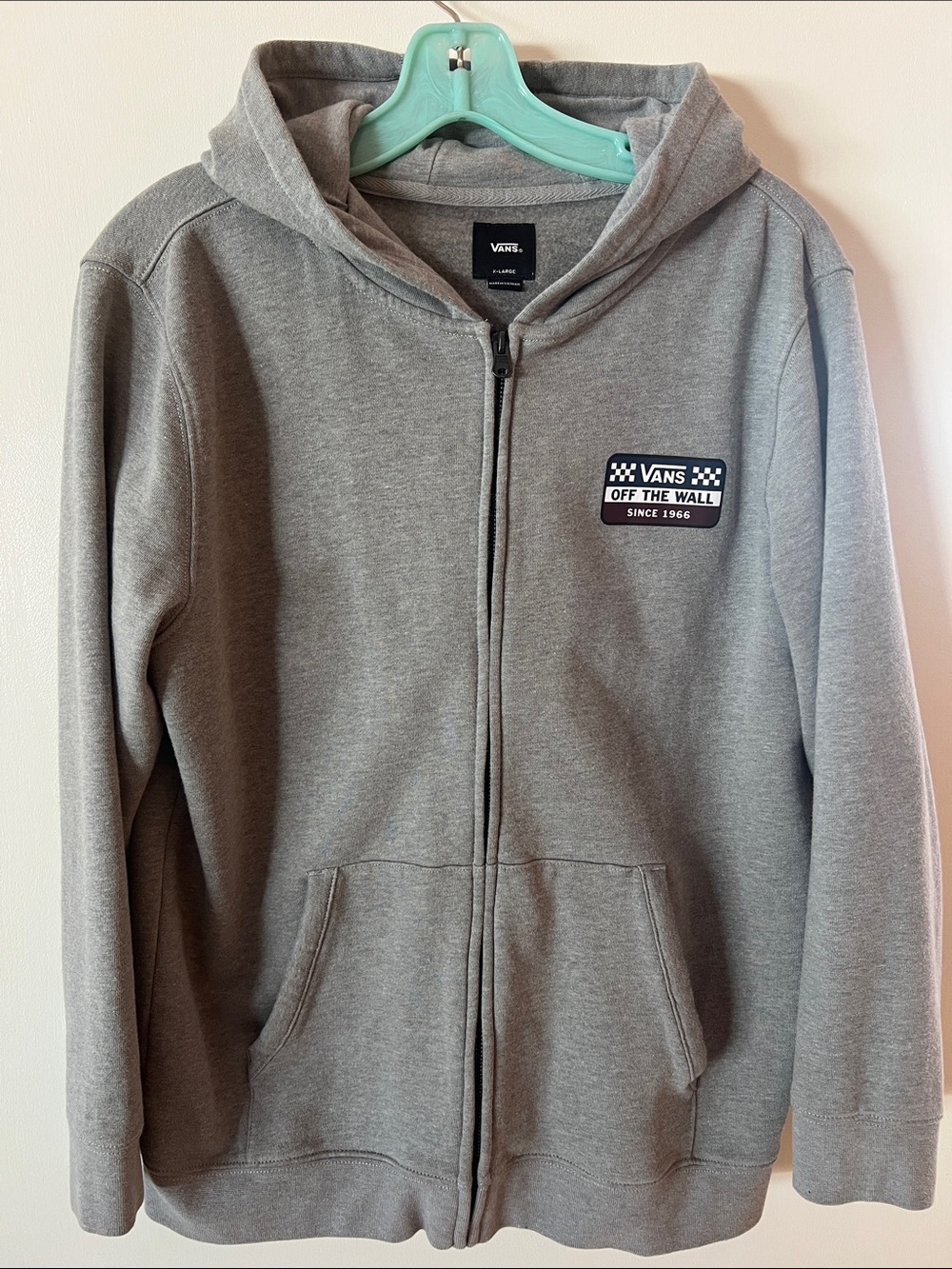 Vans Gray Zip-Up Hoodie with 'Off The Wall' Back Patch